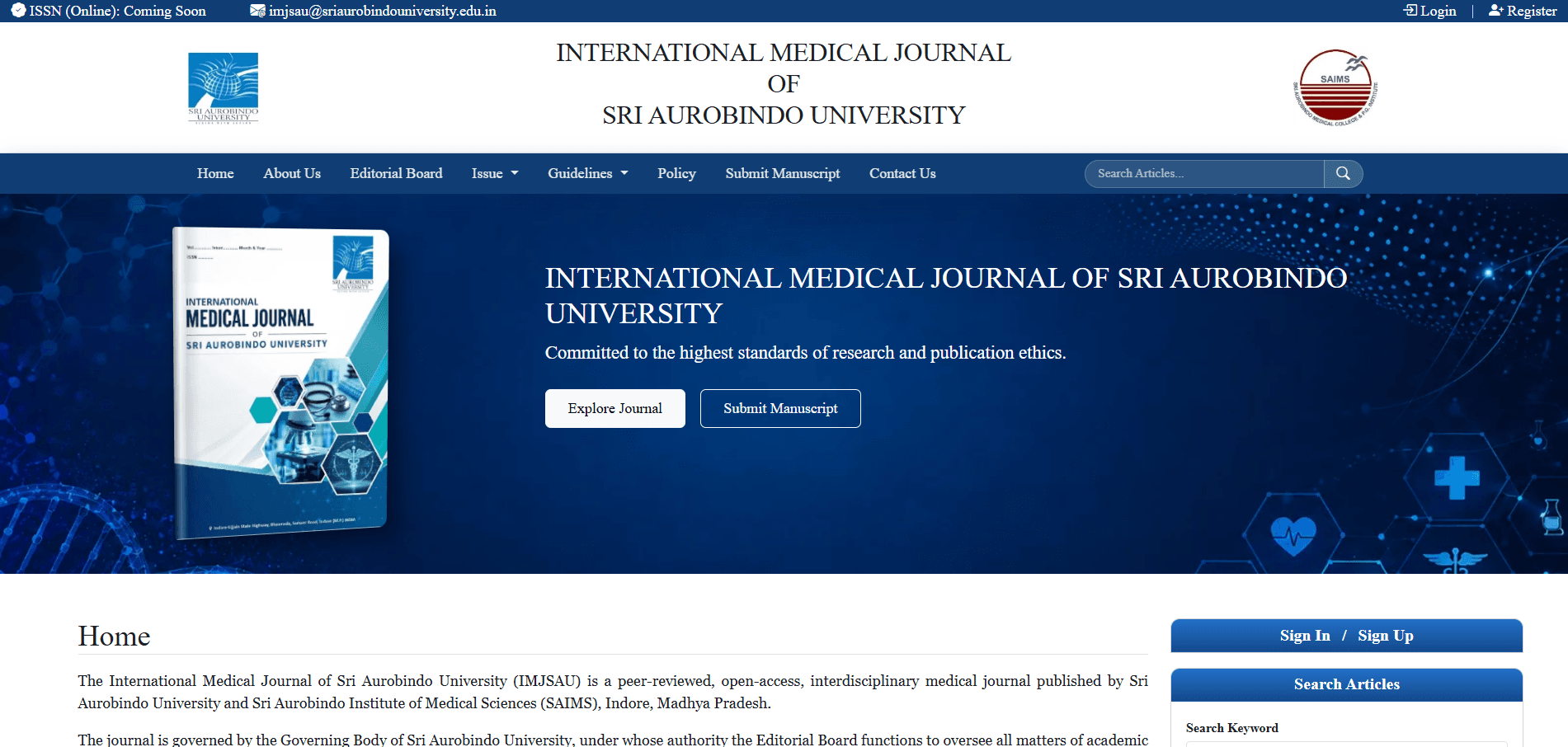 International Medical Journal of Sri Aurobindo University (IMJSAU)