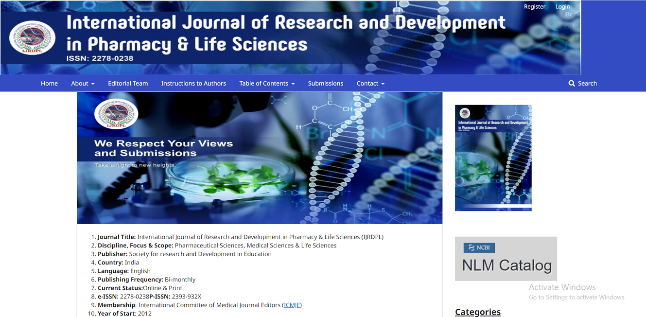 International Journal of Research and Development in Pharmacy & Life Sciences
